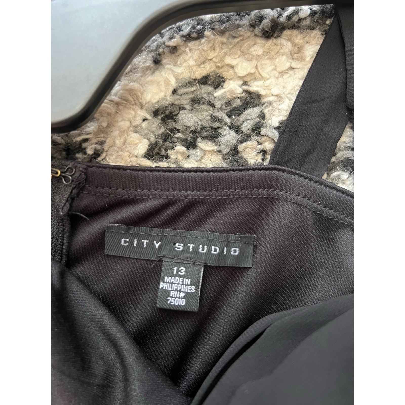 City Studio Black Chiffon V-Neck Spaghetti Strap Sequin Mini Dress – 13/NWT