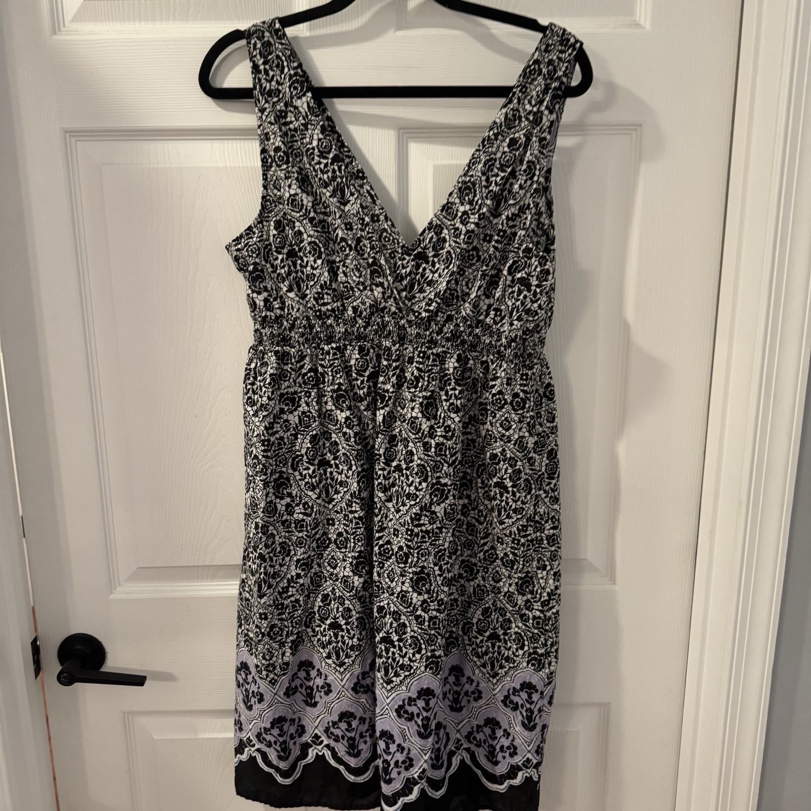 Sonoma Life & Style black white & purple sleeveless v-neck midi sundress size XL