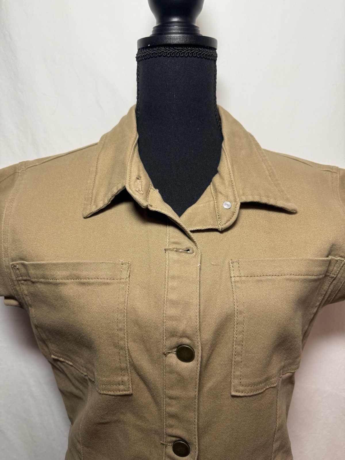 Tinsel Utility Button Front M Camel Safari Workwear Stretch Pocket Mini NWT
