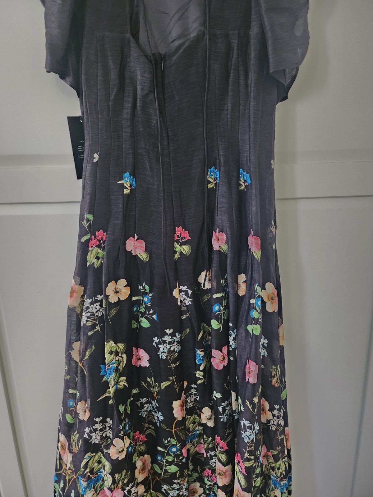 Witchery limited edition Silk botanical floral Linen Floral Dress size 16 NEW