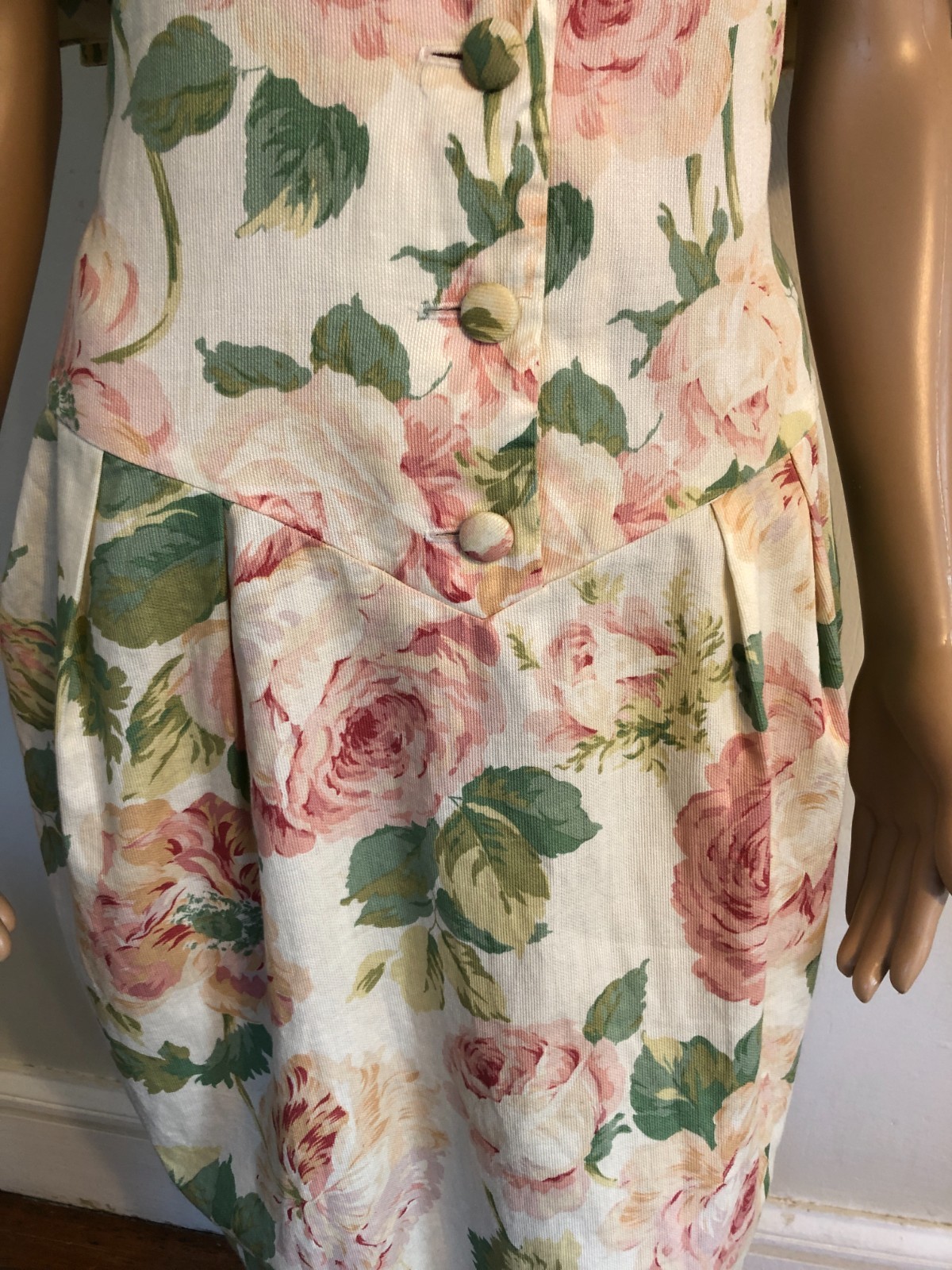 vtg Regina Kravitz 1930s Tulip Style Floral Dress Sz 12 Union Made in USA