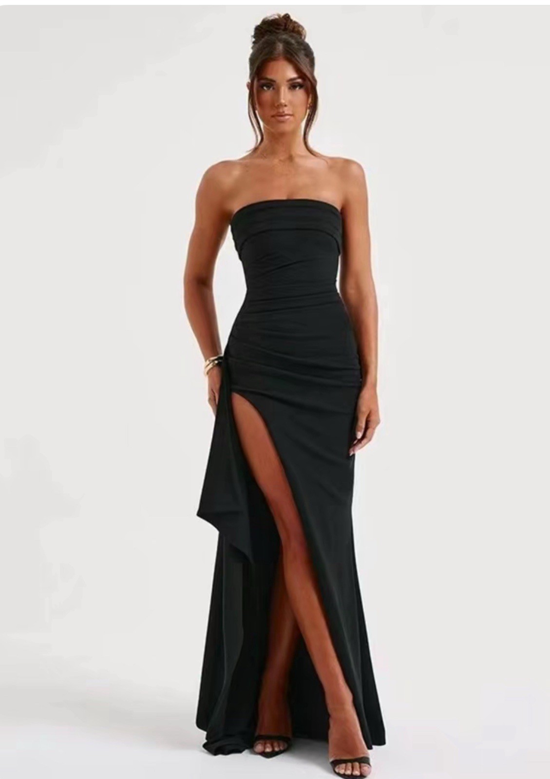 Women’s Dream Strapless High Slit Gown in Black | Small | Evening Gown | Wedding