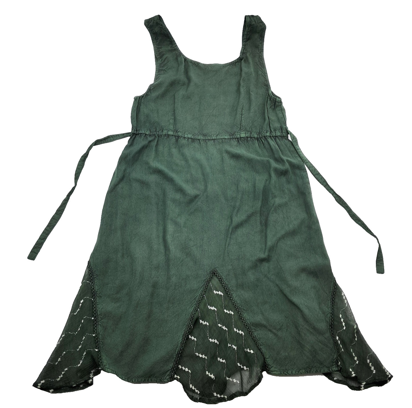 Forest Fairy Boho Dress One Size Festival Dark Green Embroidered Gypsy Indie Y2K