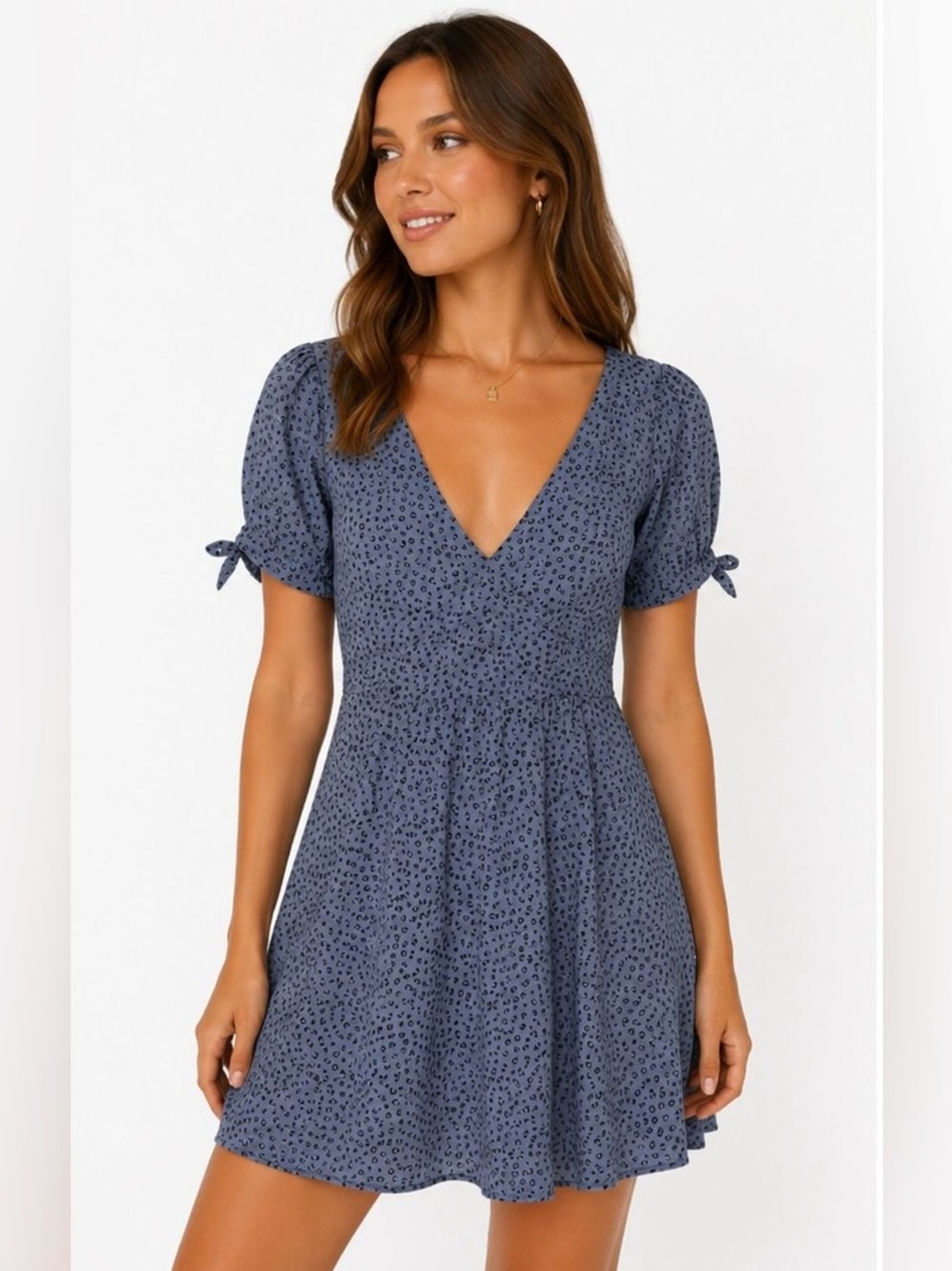 Abercrombie & Fitch Navy Blue Mini Dress with Subtle Black Print