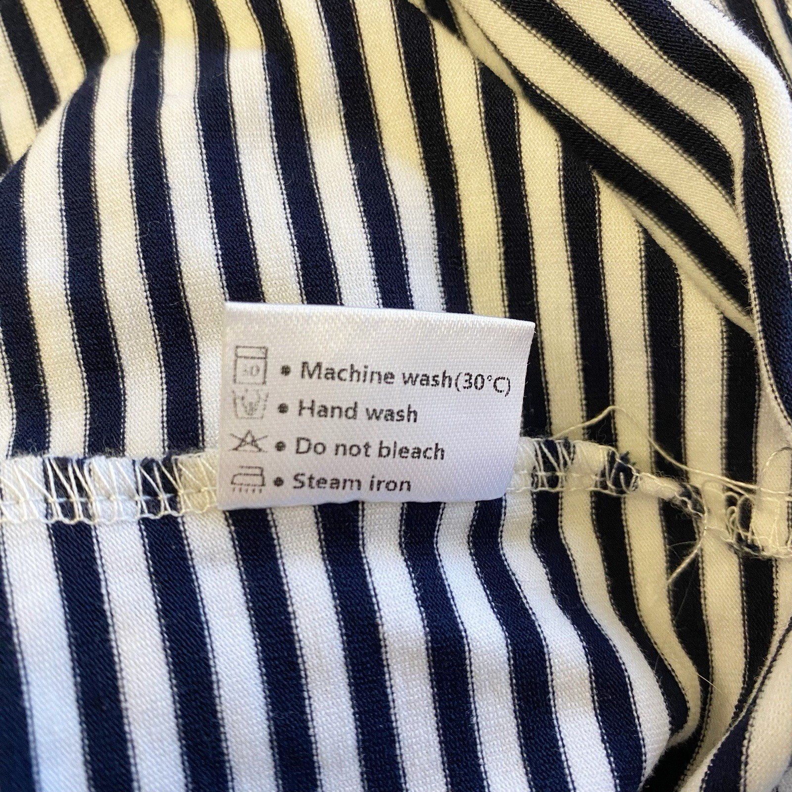 MEROKEETY Tee Shirt Dress Womens Medium Striped Pockets Tie Waist Blue&white