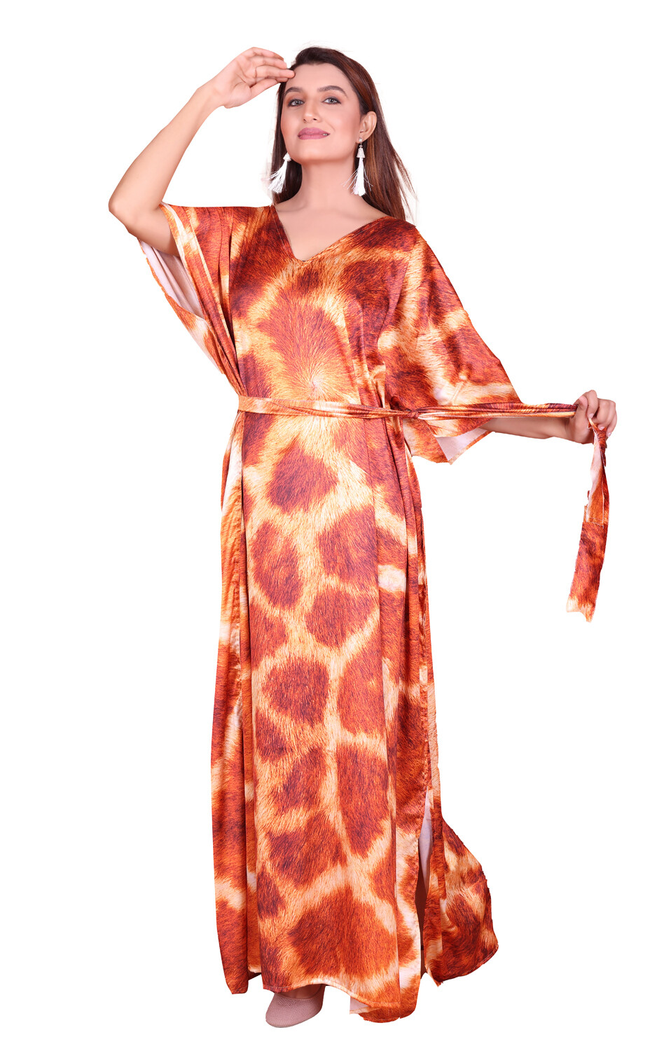 Animal print Plus Size Womens Long Maxi Dress Holiday Beach wear kaftan cover up