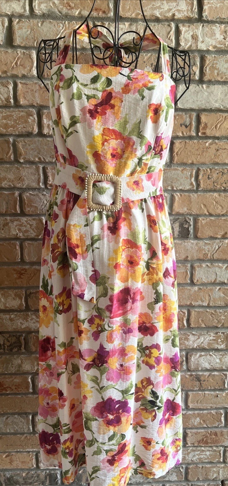 June & Hudson Floral Midi SunDress Small Cottagecore Garden Party Wedding Brunch
