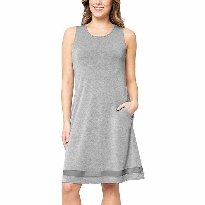 Mondetta Performance Gear MPG Travel Dress Built in Bra Side Pockets Color Grey