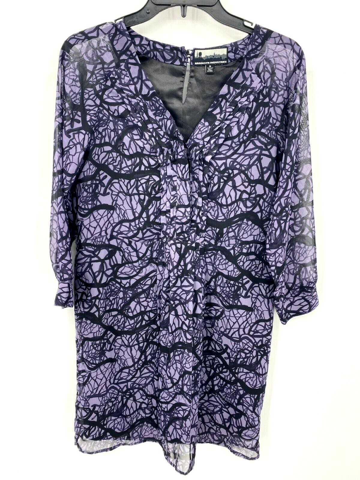 Brooklyn Industries Dress Womens Medium Purple Black Print Whimsigoth Grunge