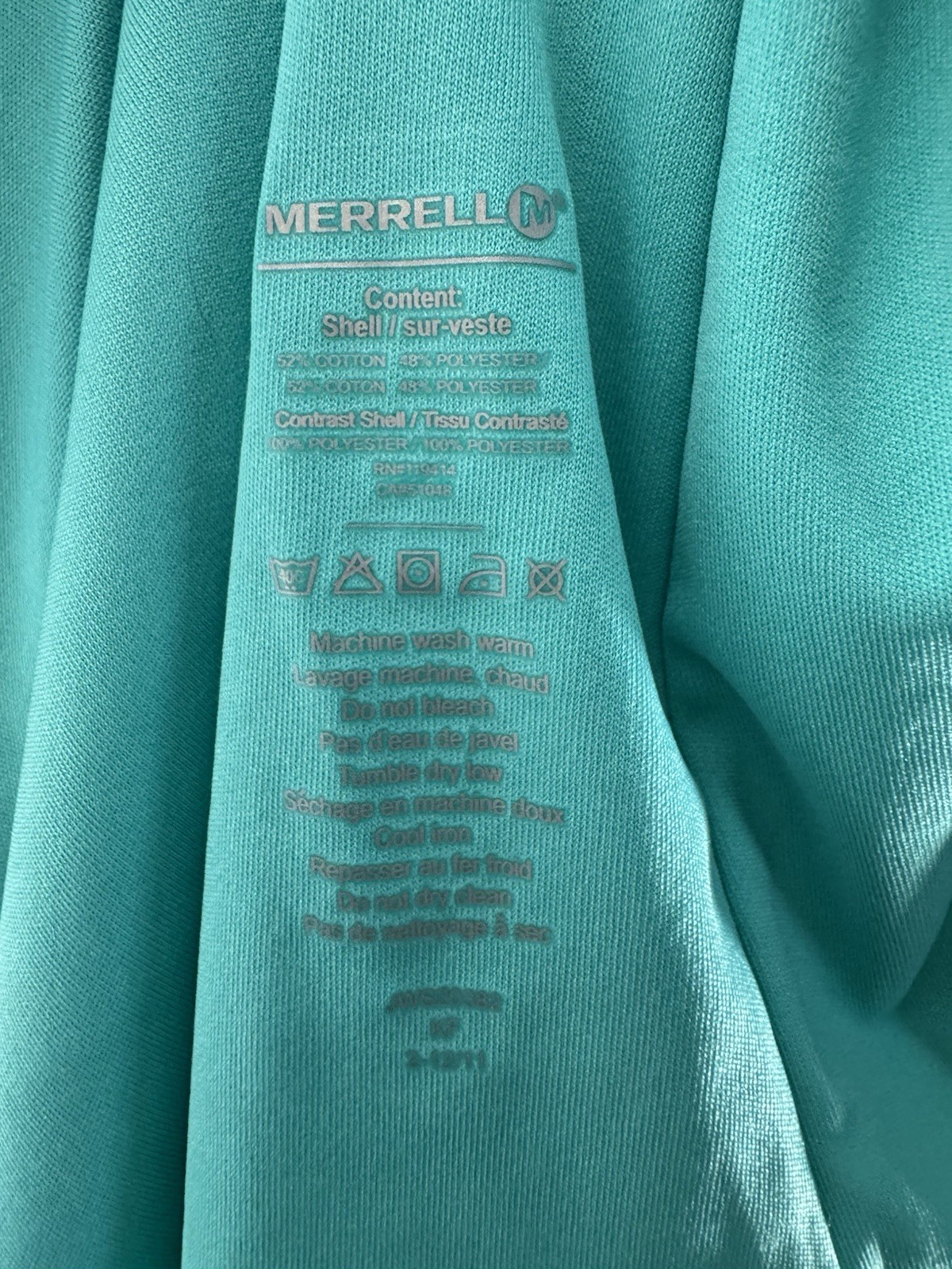 Merrell Teal Blue Leaf Print Opti-Wick Cap Sleeve V-Neck Dress Sz Large Hiking