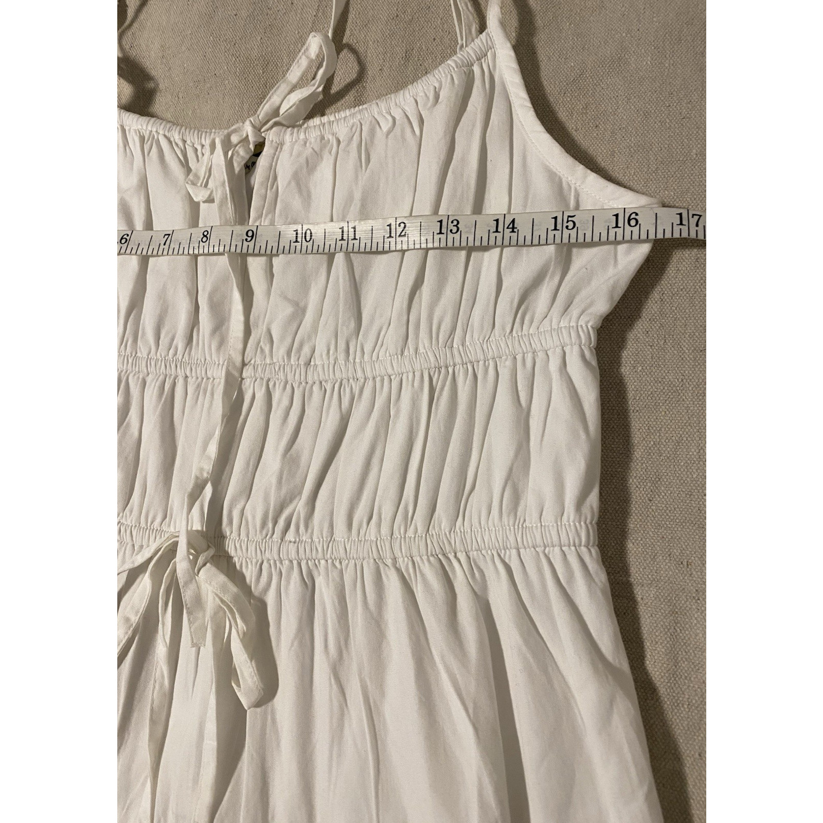 Sim & Sam White Maxi Sundress Womens Size Large Tiered Lined Cotton Boho Beachy