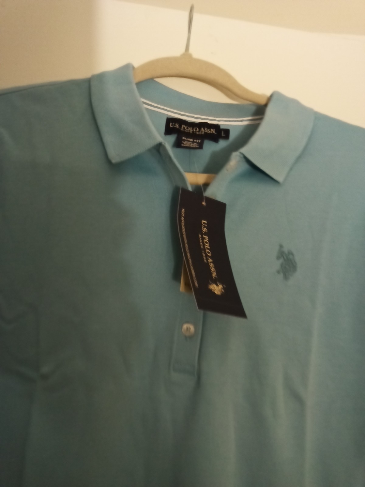 U.S. Polo Assn. Blue Collared Button Shirt Dress Logo Accent Size L