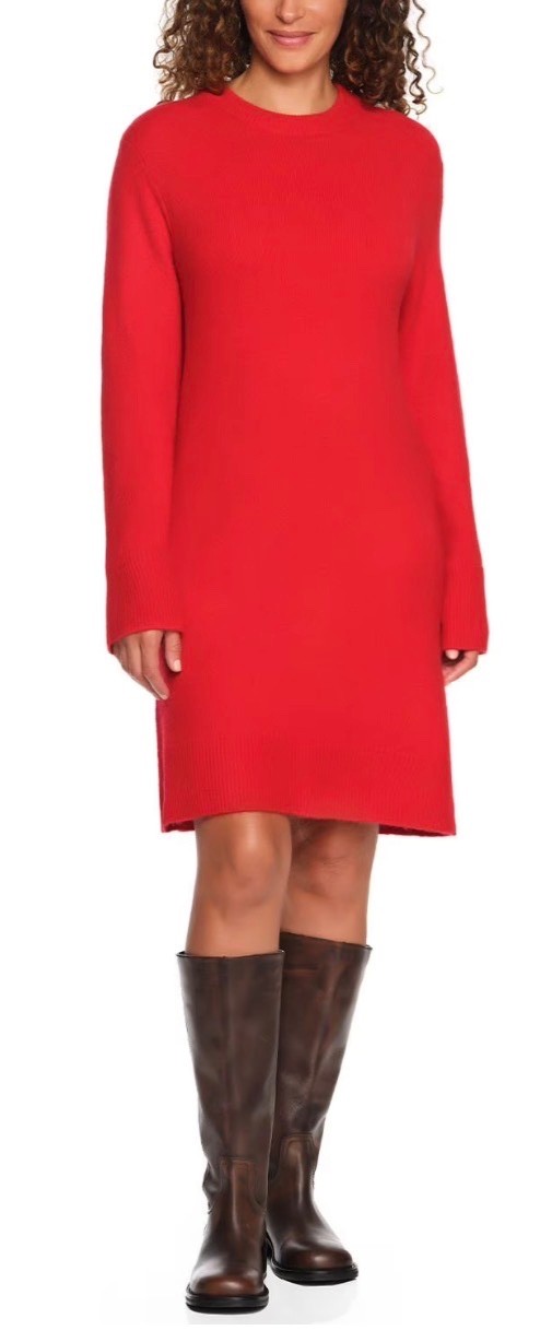 Lands’ End Women’s Crewneck Sweater Dress RED New With Tags Choose Your Size