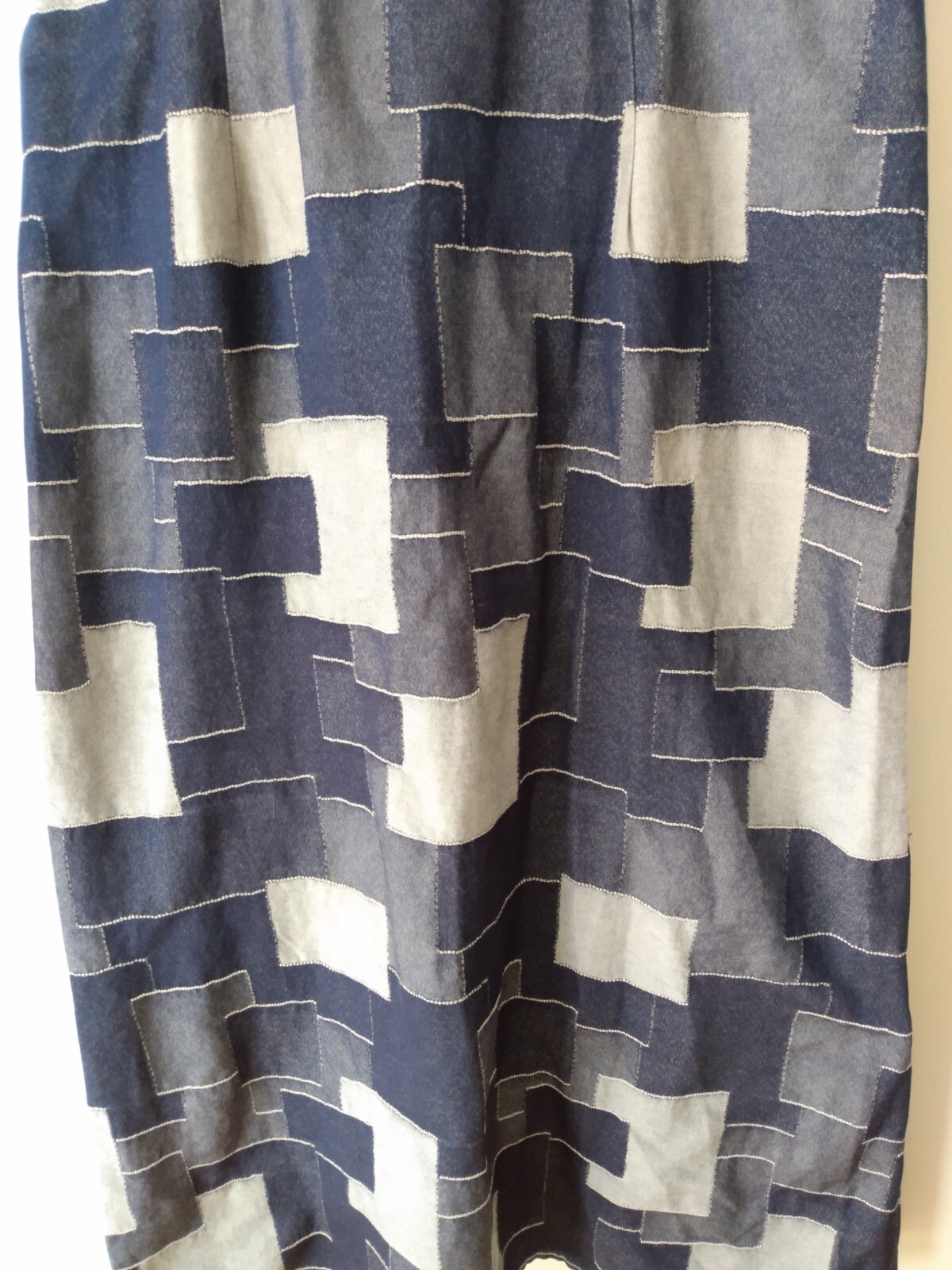 Handmade Denim Jean Patchwork Dress Plus Size 44.5″B 34″W Amish Mennonite Cape