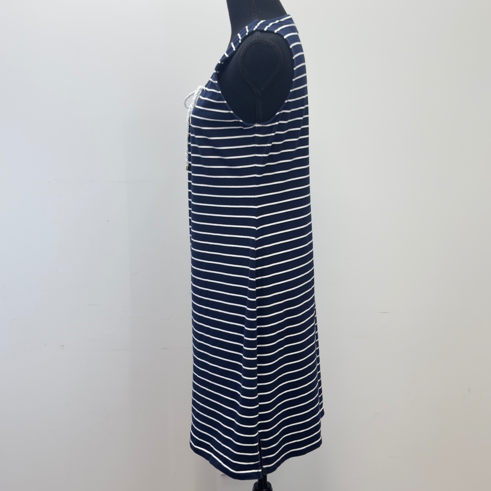 Lauren Ralph Lauren Striped Sleeveless Knit Dress Rope Tie Detail Size Medium