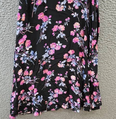 The Kooples Midi V-Neck Short Sleeve Dress Women’s EU 0 Black/Pink Floral