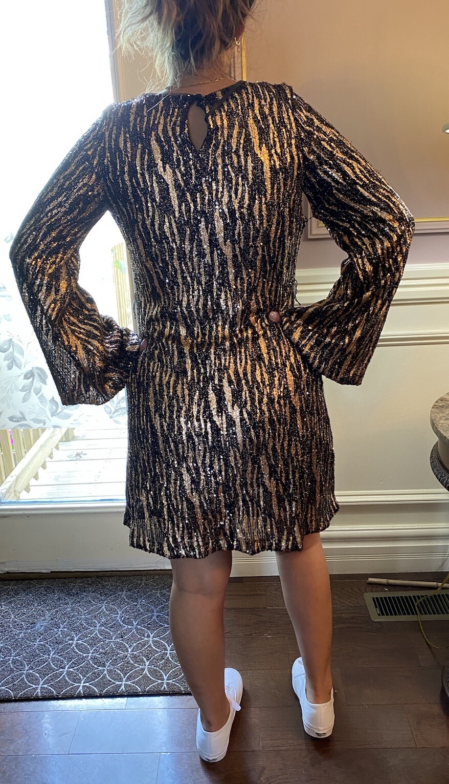 Betsy Adam Sequin dress 6 Color Copper And Black MSRP $268