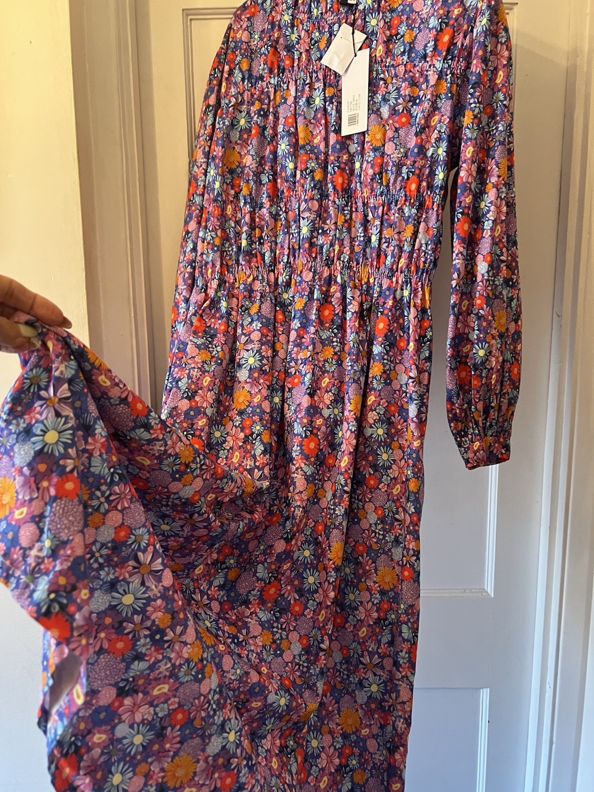 New Olivia Rubin Tammy Blue Mini Floral Cotton Midi Dress,UK 12