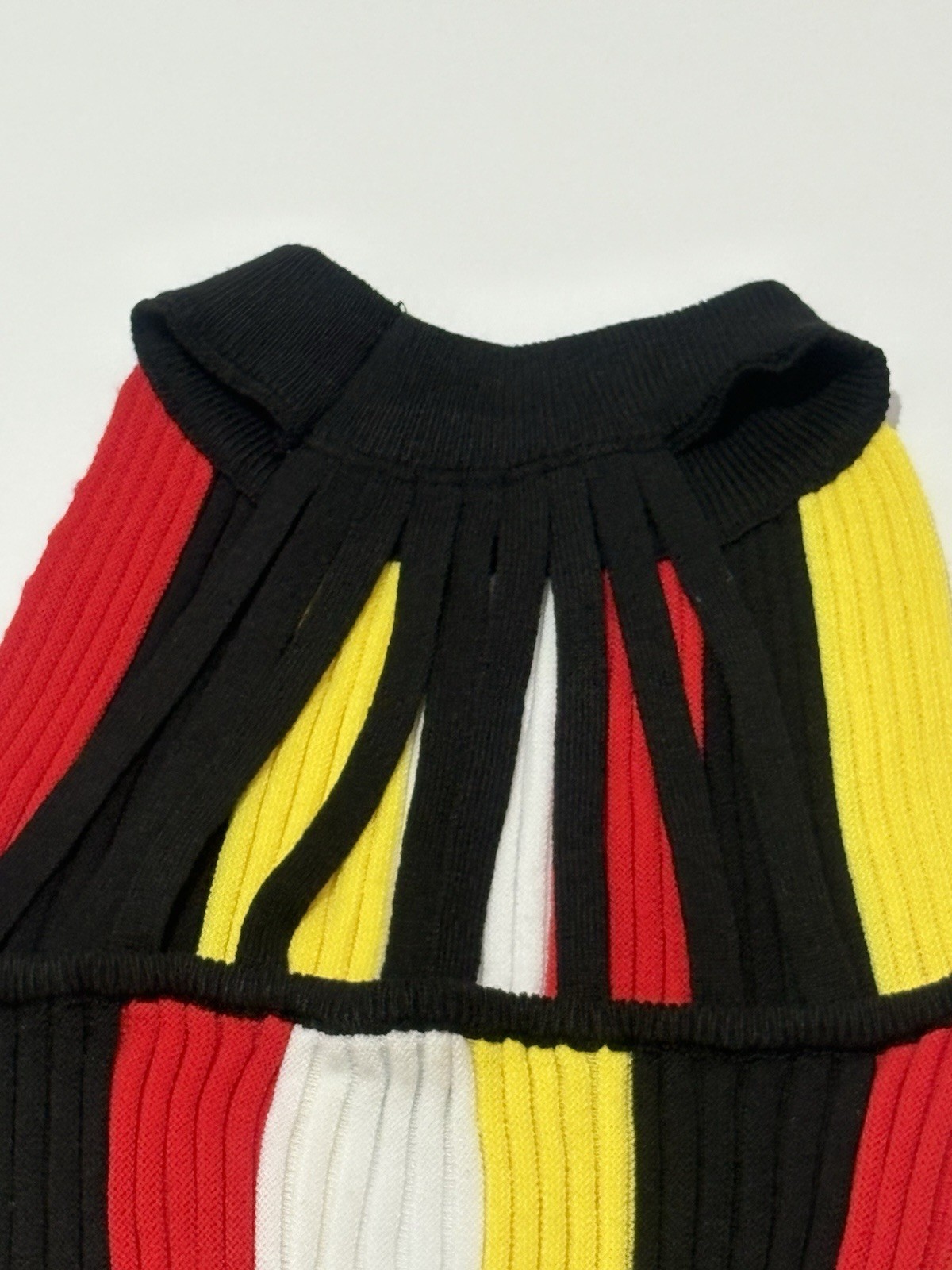 Sleeveless Ribbed Bodycon Dress in Red, Yellow, Black & White
