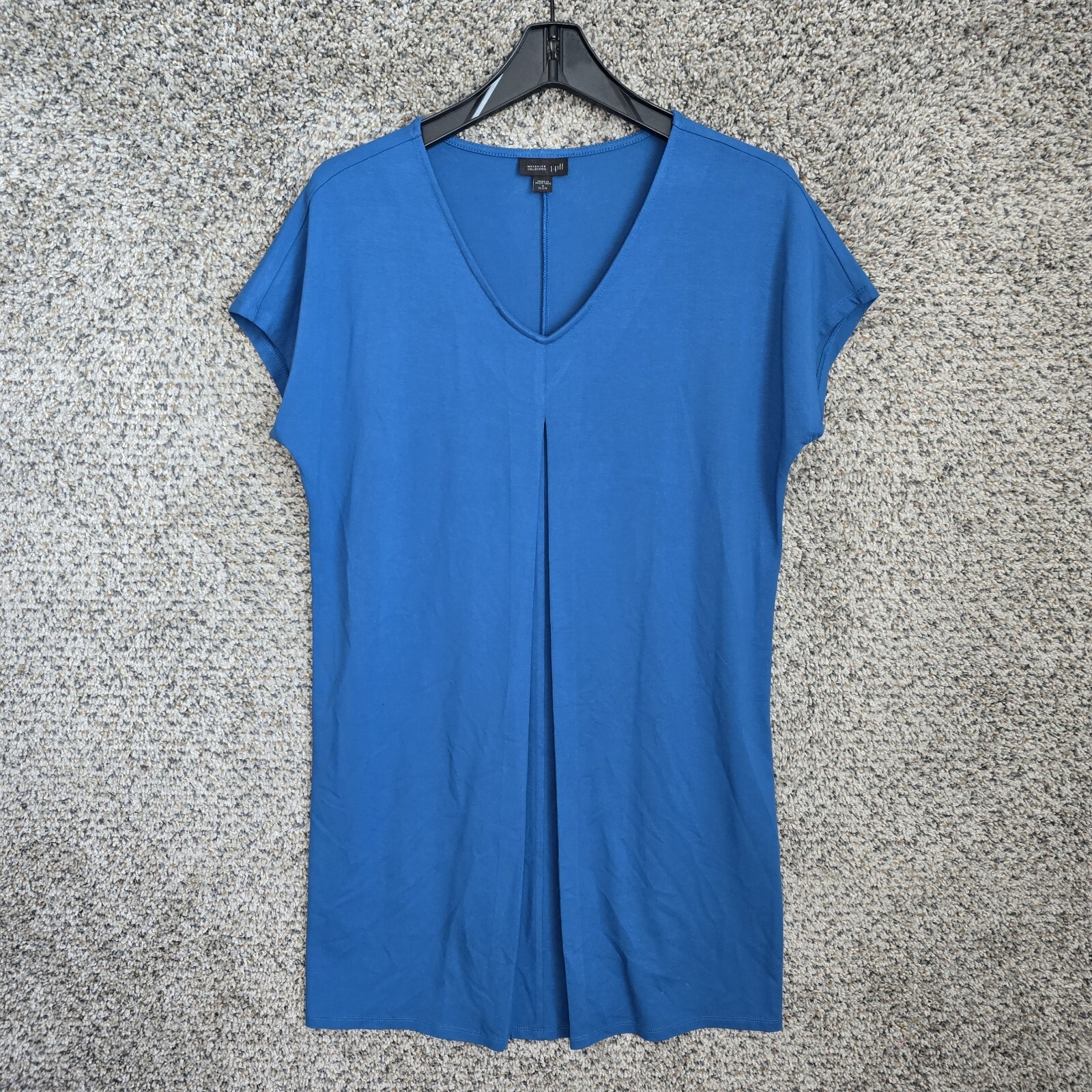 J Jill Dress Womens PS Petite Small Blue Wearever Collection Mini V Neck