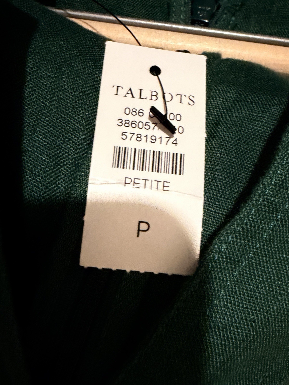 Talbots NWT Green 100%Linen Belted Shift Dress Womens Petite Small Short Sleeve