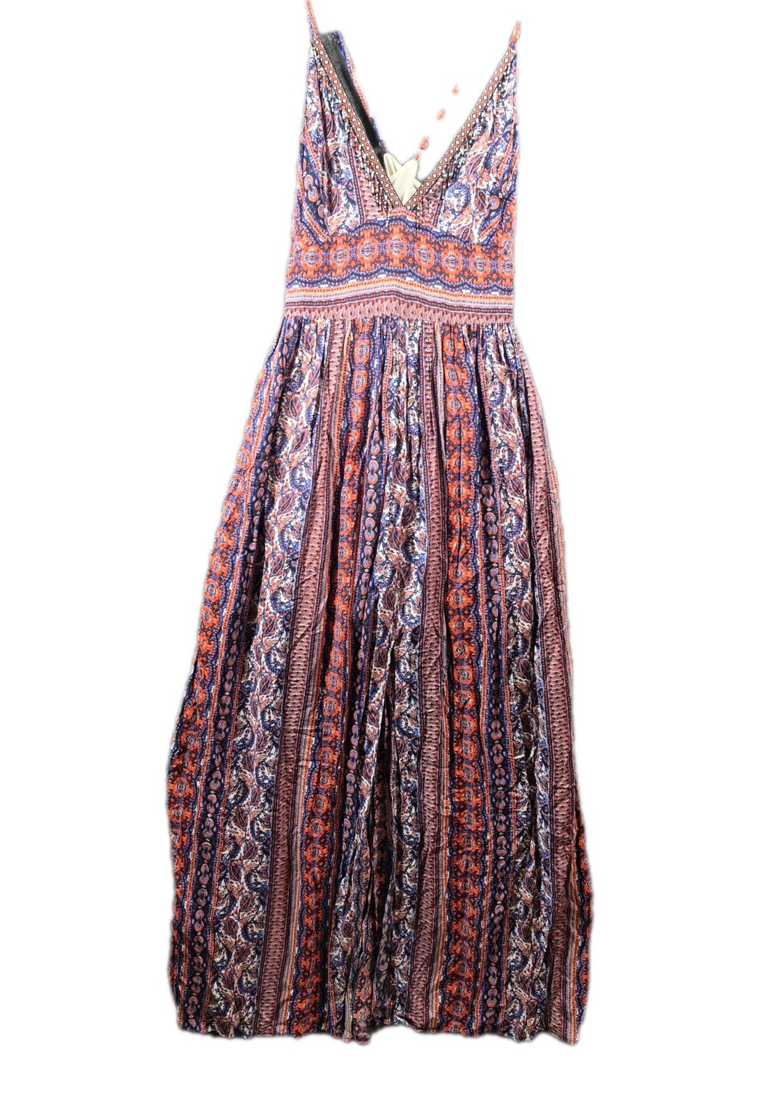 Miss Me Long Maxi Dress Paisley Beaded Strappy Atmospheric Unique Flirty 353-10