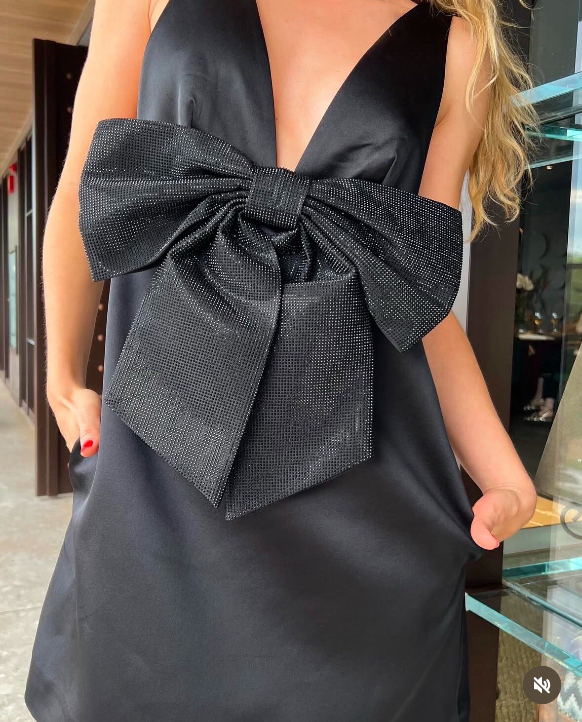 ZARA WOMEN MINI BLACK SATIN EFFECT RHINESTONES BOW DRESS REF4772/228 NWT FW24_S