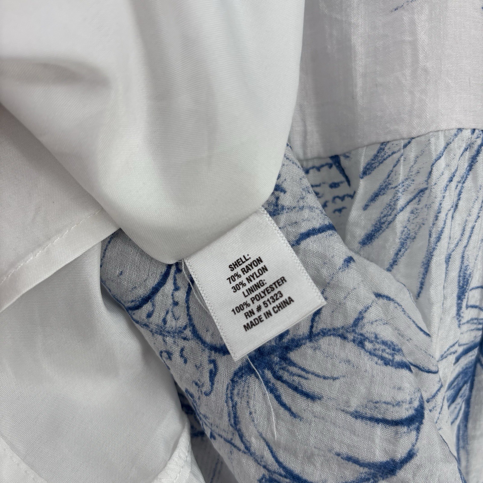1 State White Blue Tropical Coastal Cottagecore Toile Tiered Maxi Dress Size M
