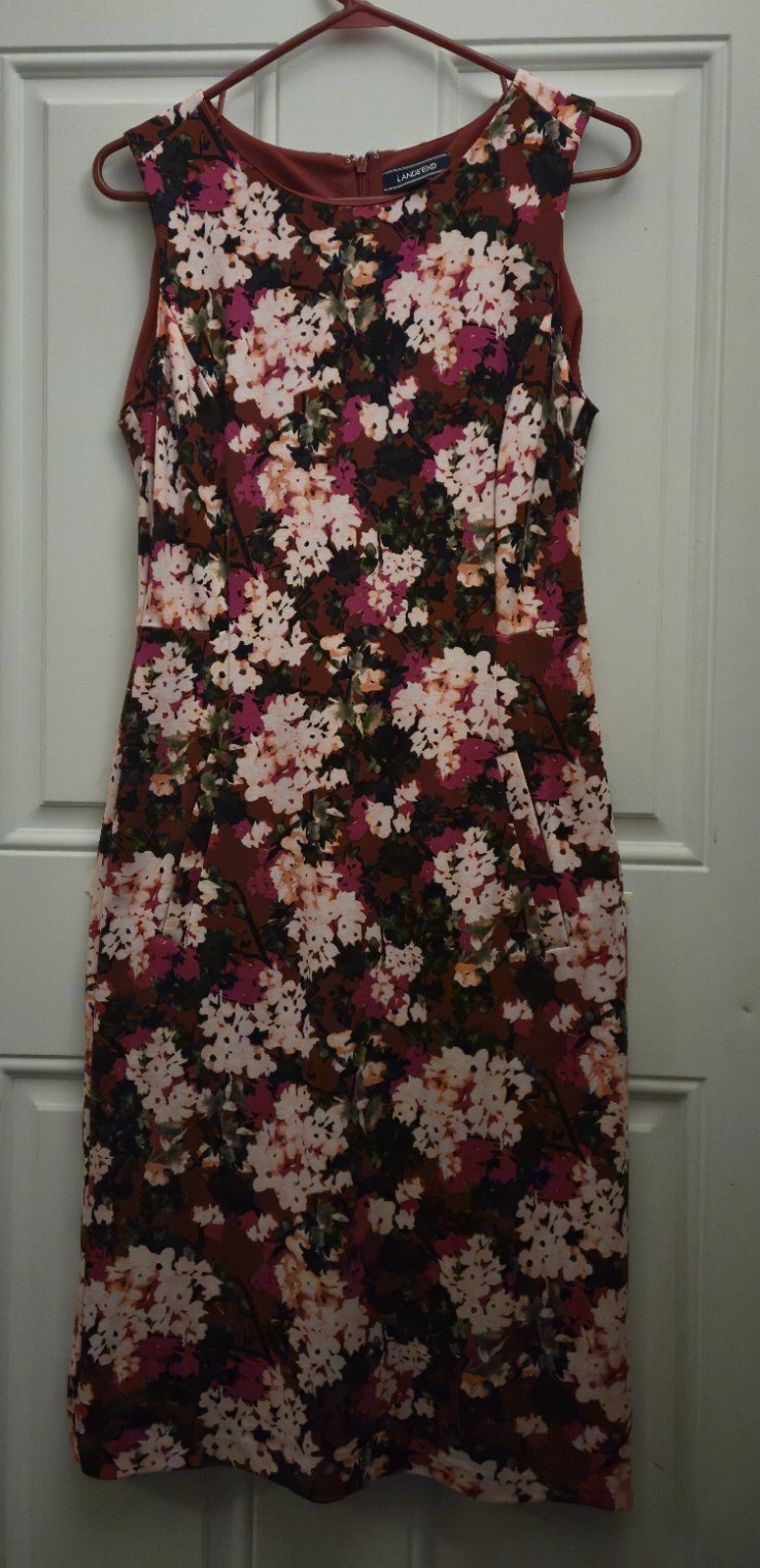 Lands’ End Girls 8 Tall Floral Sheath Dress w/ Pockets