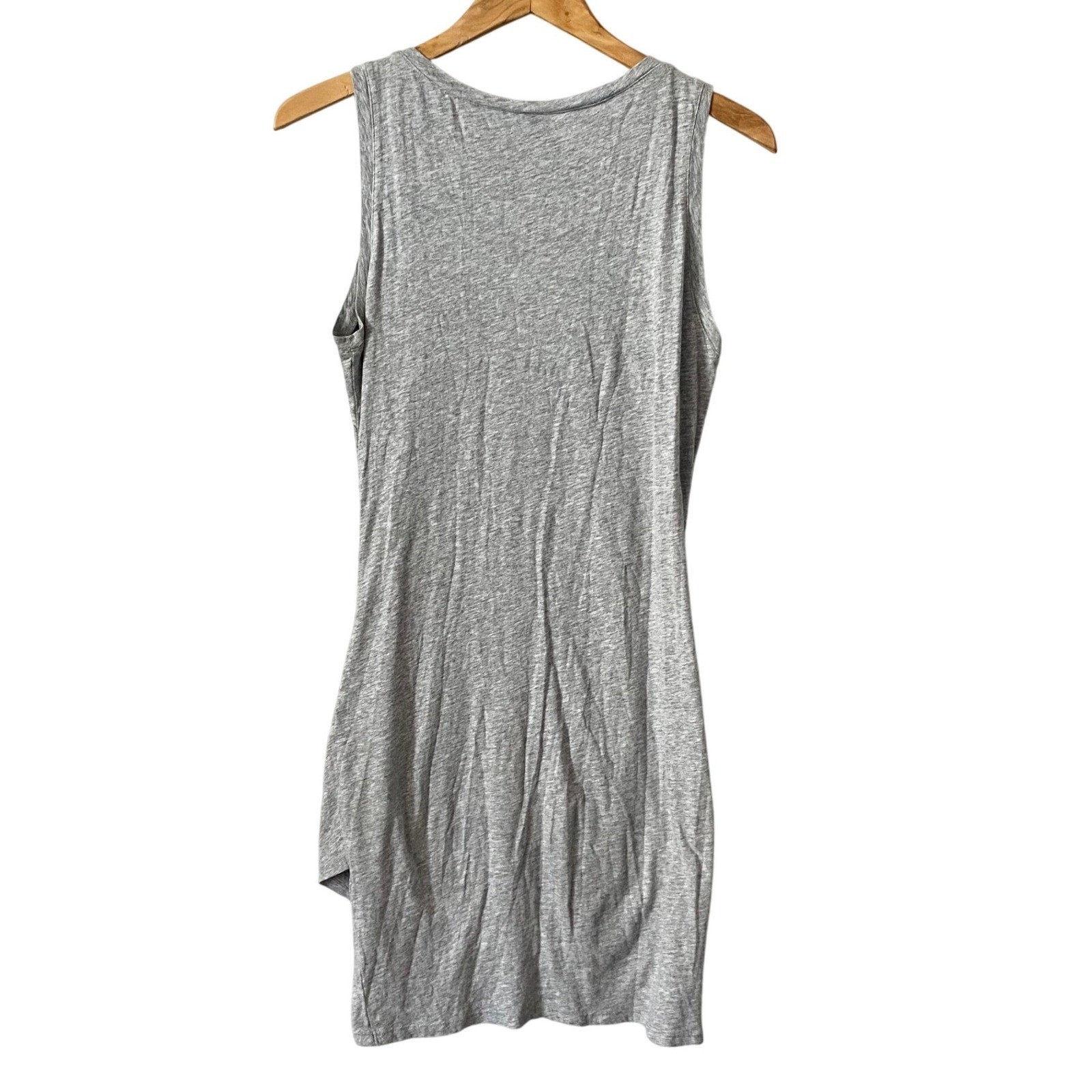 Bobi Los Angeles Sz MD Casual Heather Grey Ruched Cotton Tank Mini Dress