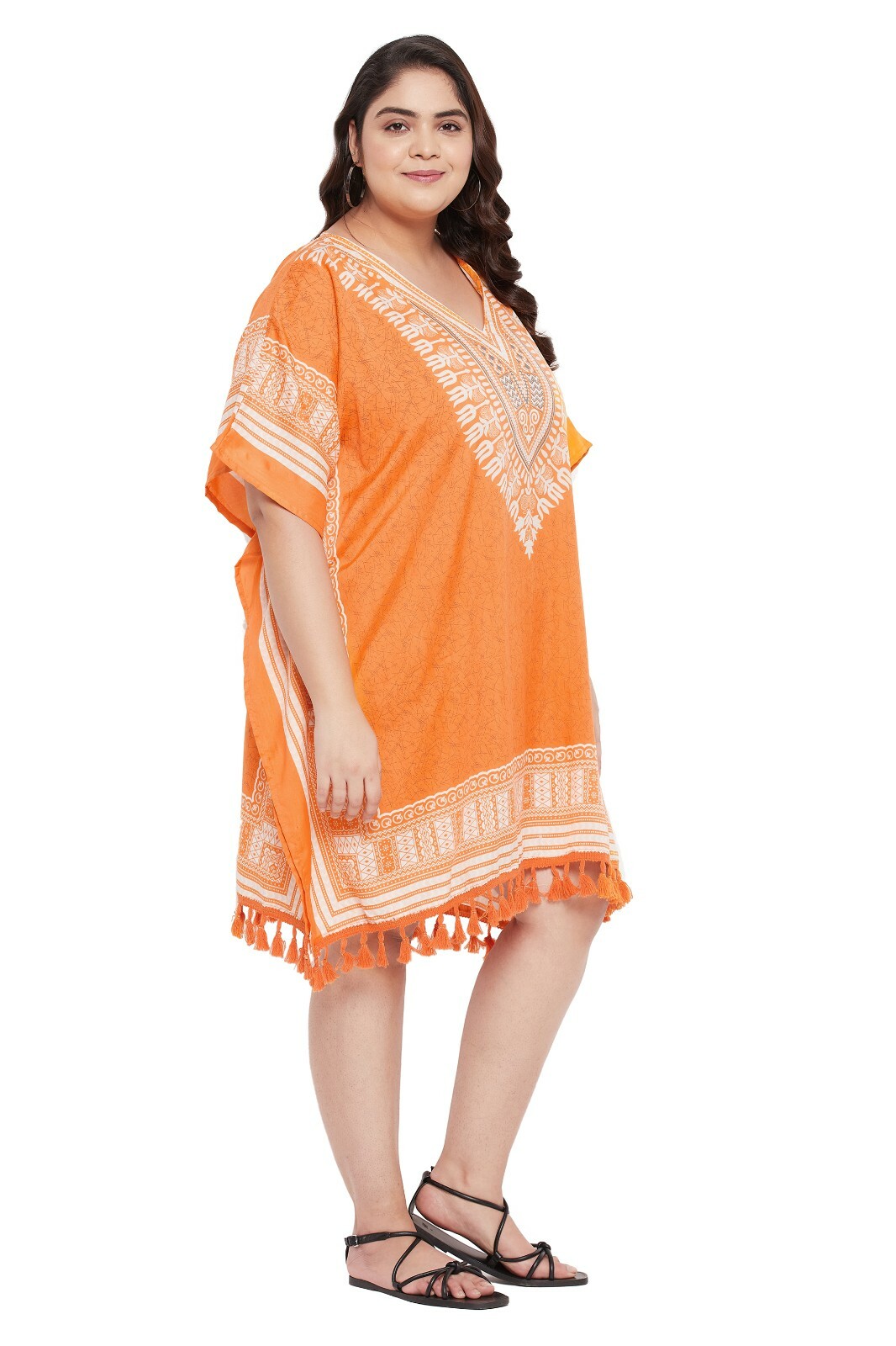 V-Neck Plus Size Night dress Tunic Kaftan Kimono Sleeves Beach Summer Sundress