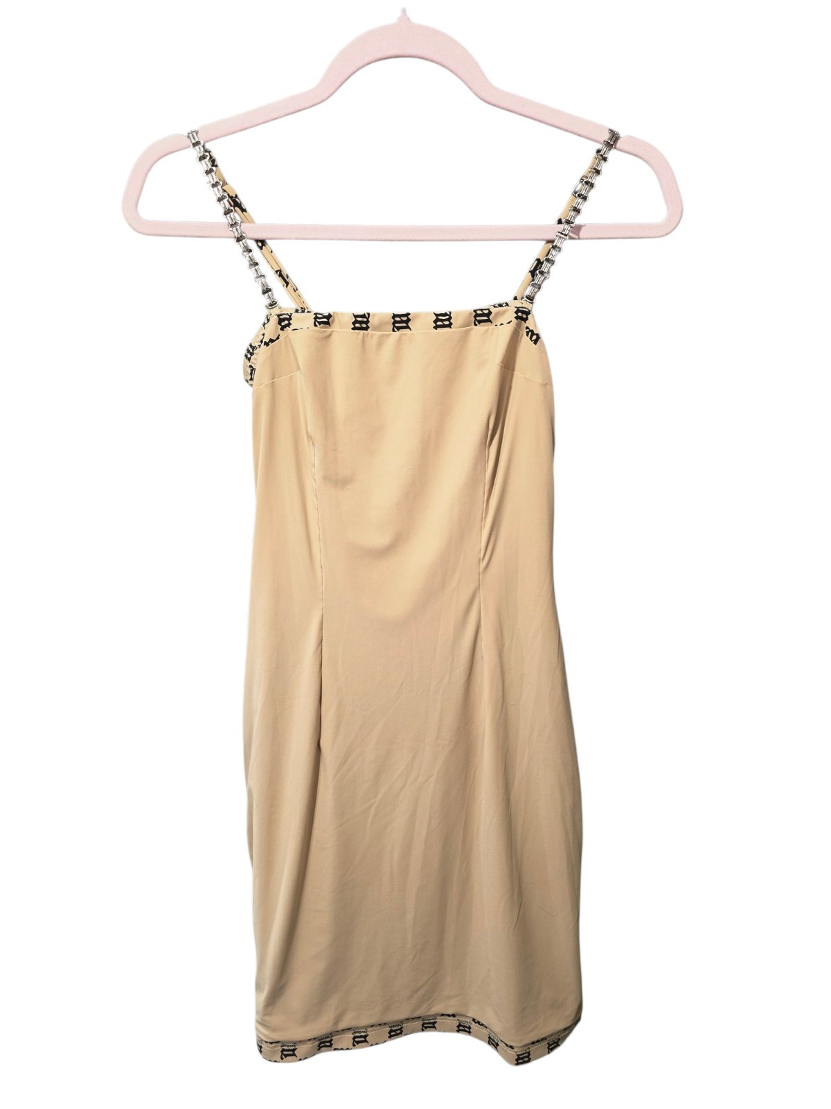 MISBHV Beige & Black Logo Monogram Mini Dress XS