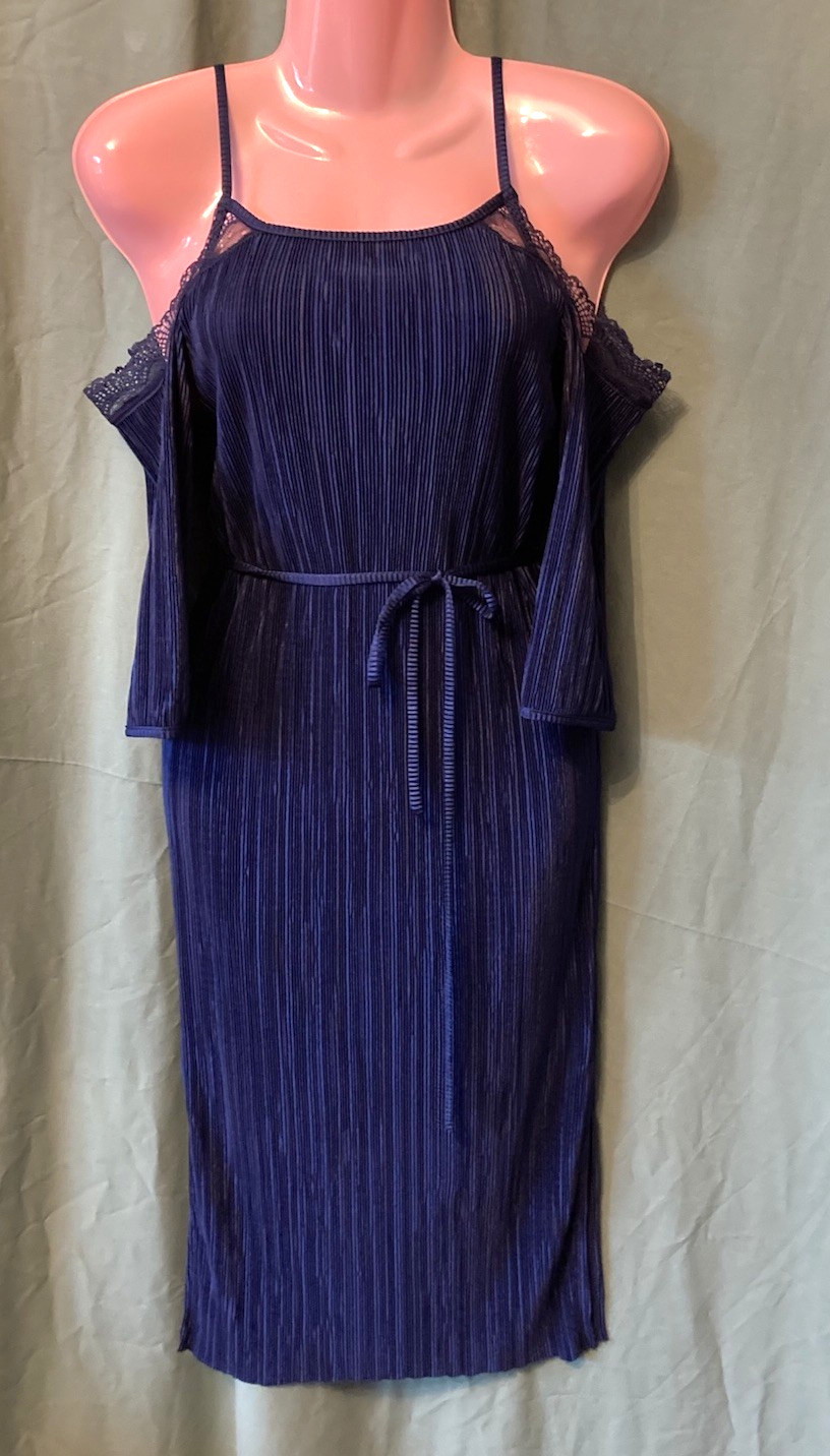 Ladies Topshop Royal Blue Dress Lace Cold Shoulder Sleeve Size 6 Ex Cond