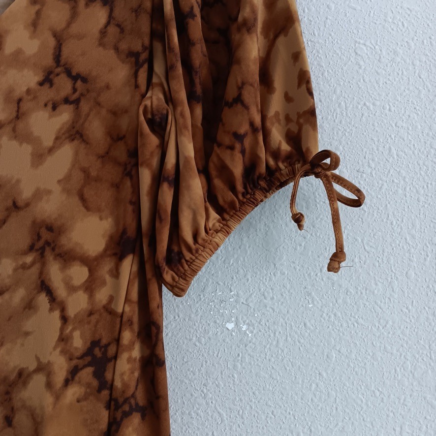 Susan Graver Regular Liquid Knit Elbow Sleeve Midi Dress , Caramel Sz XL a607358