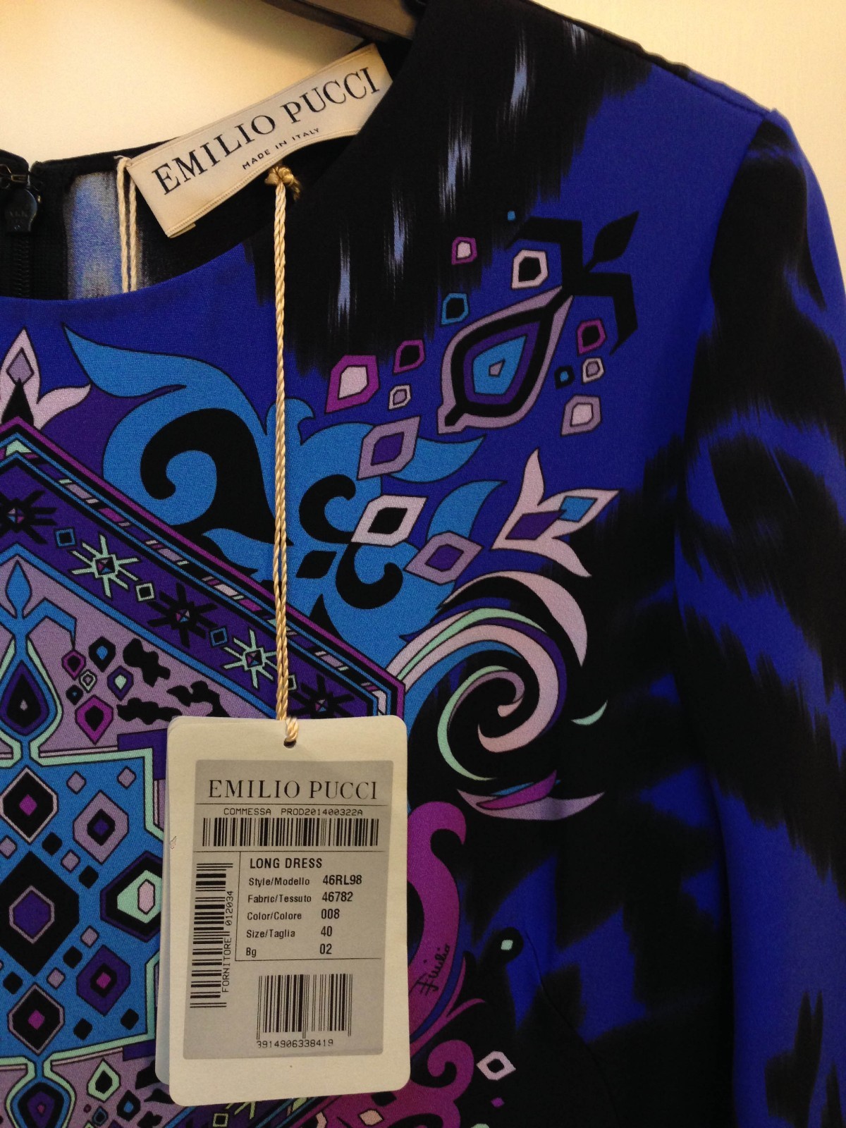 NWT $3800+ Auth Pucci gown blue purple pink mint black long sleeves IT 40 US 4