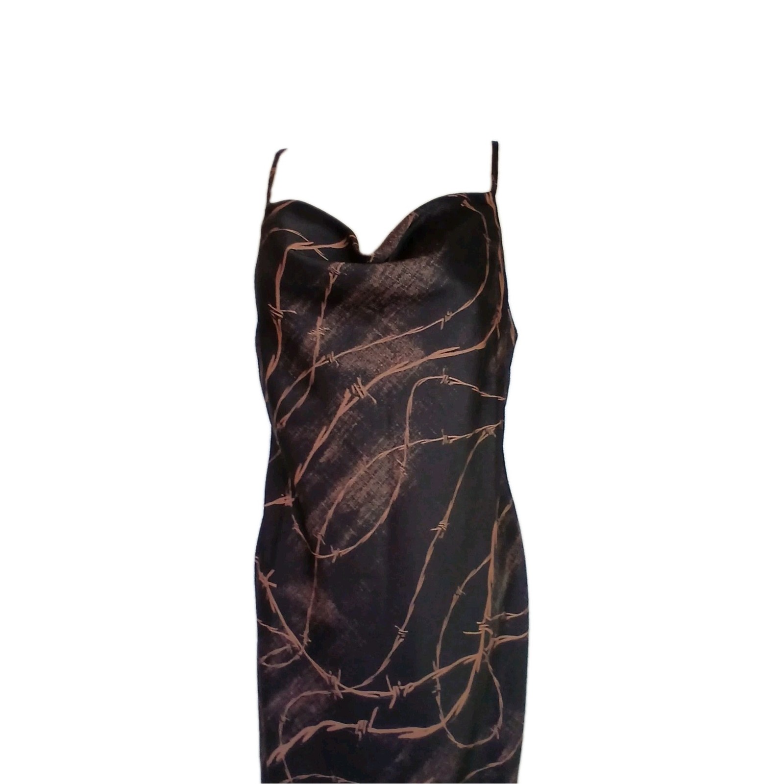 UO Barbed Wire Print Cowl Neck Midi Slip Dress-90s Grunge Aesthetic