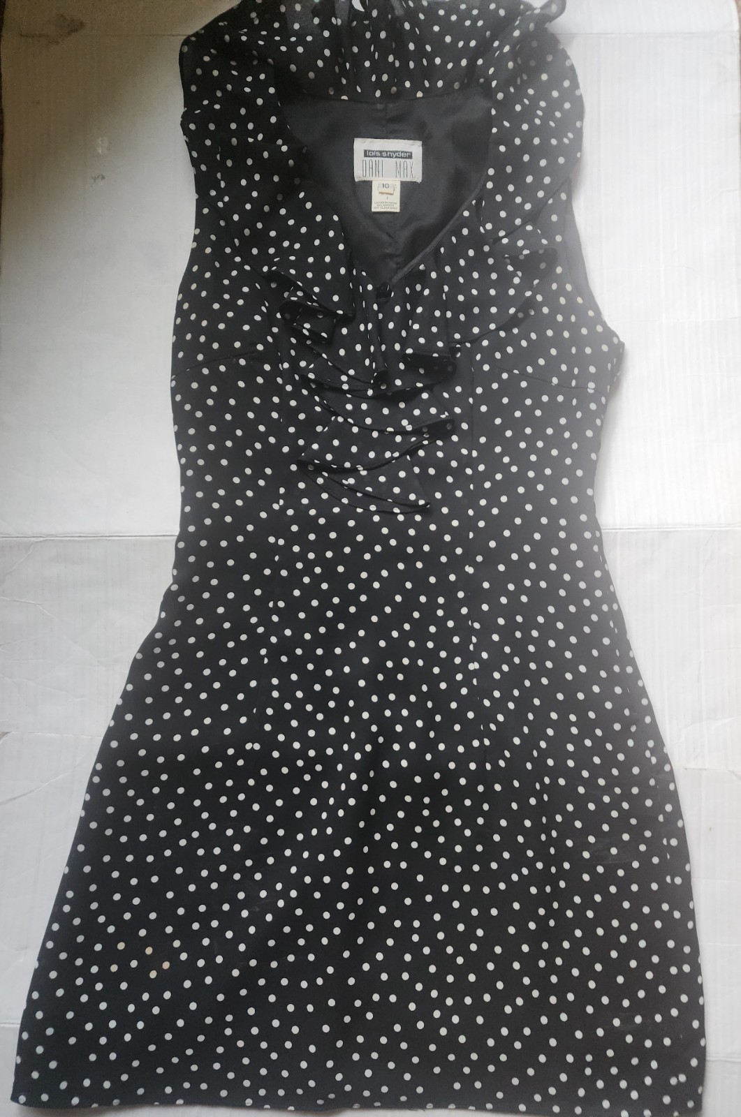 Vintage New Lois Snyder Dani Max SZ 10 Black/White Vintage Polka Dot Dress
