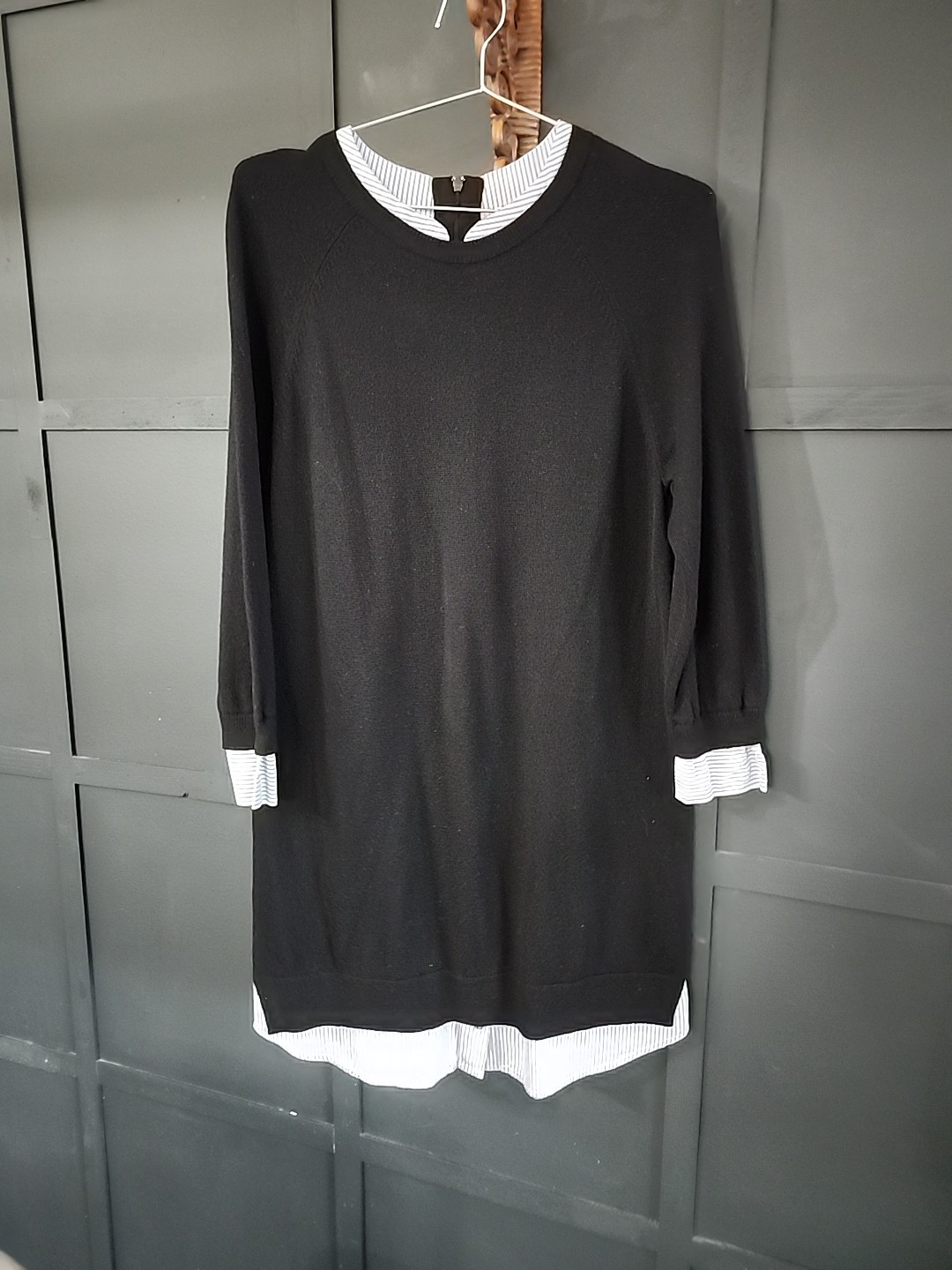 Joie Sweater Shirt Dress Medium Cashmere Wool Blend Black And Blue Super Soft