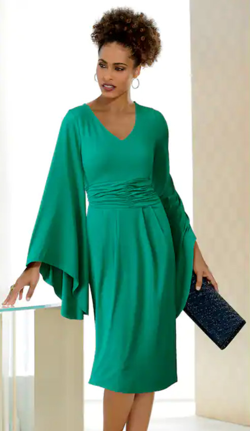 Size 2X PLUS Midnight Velvet Green Dinner Date Church Party Dalla Sheath Dress