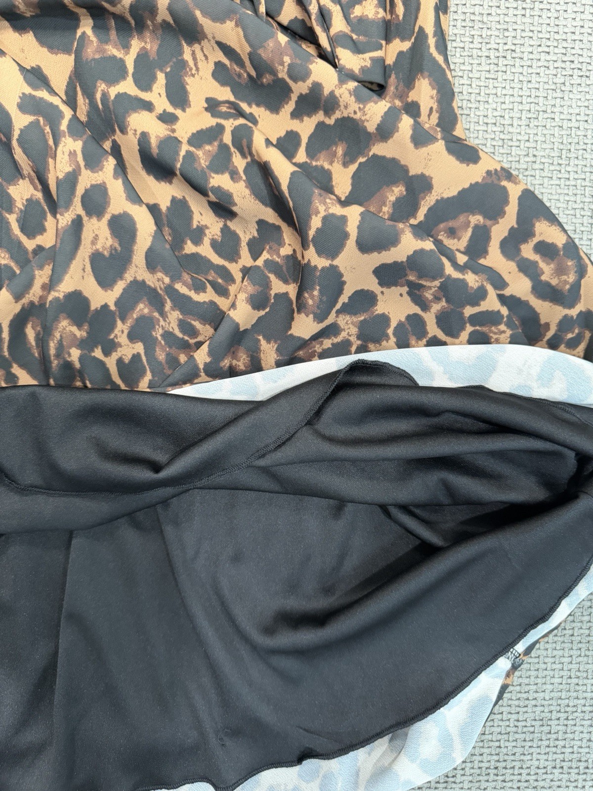Leopard Print Satin Slip Dress Koko + Mason Midi Cowl Neck S Y2K Adjustable