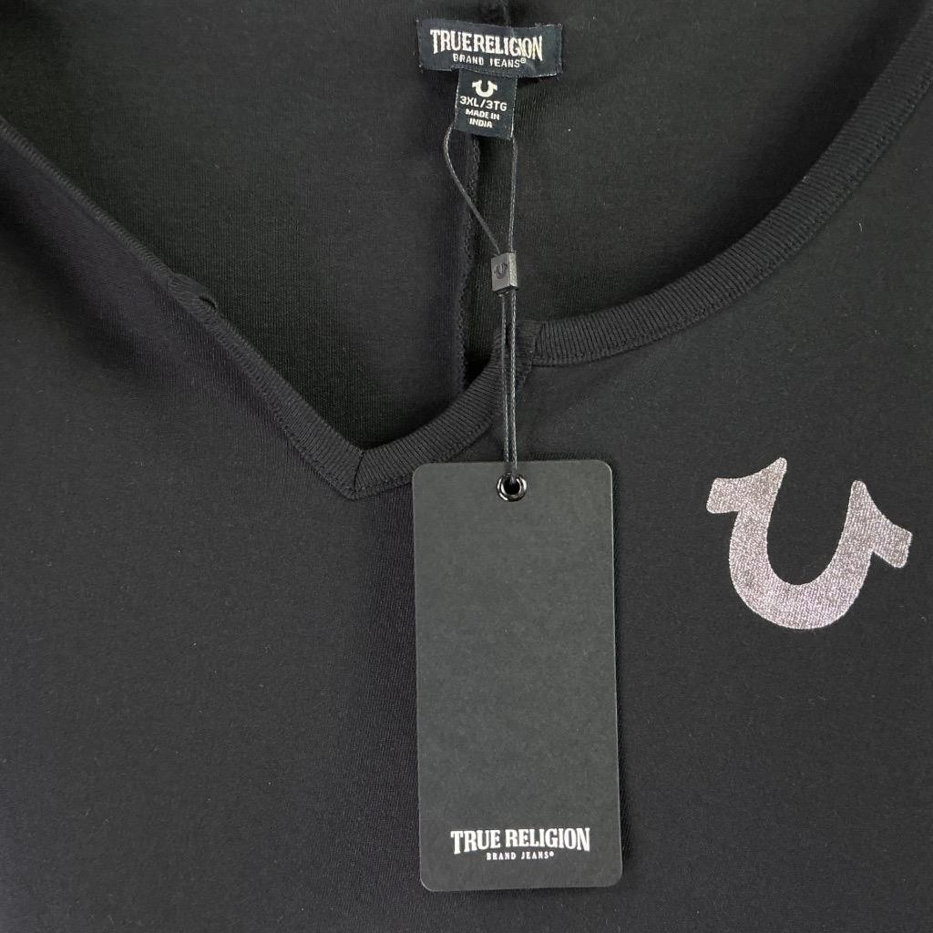 True Religion Taping Tee Dress Womens 3X Black Knit Short Sleeve Plus Size NEW