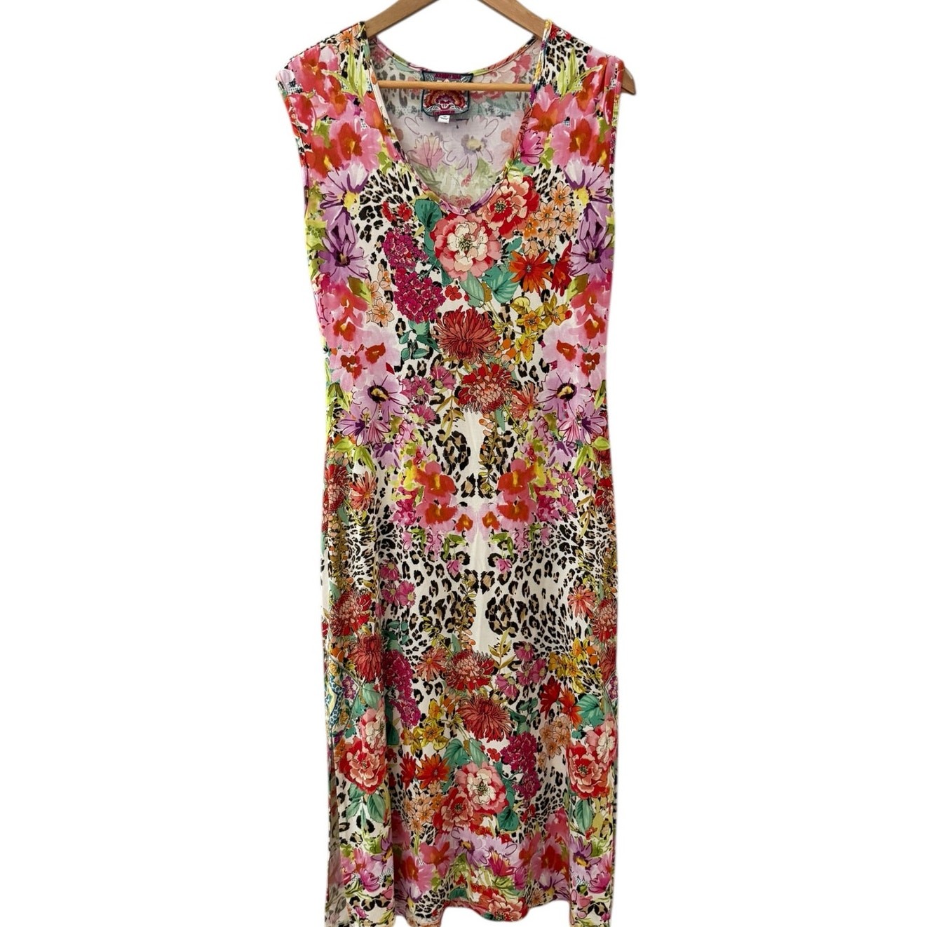 Johnny Was Bamboo Wild Garden High Slit Knit Dress Multicolor Size XS