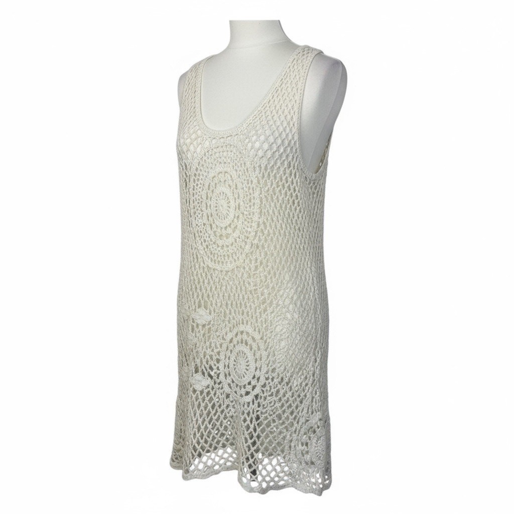 Angie Crochet Dress Sz S White Boho Hippie Festival Y2K VTG Deadstock