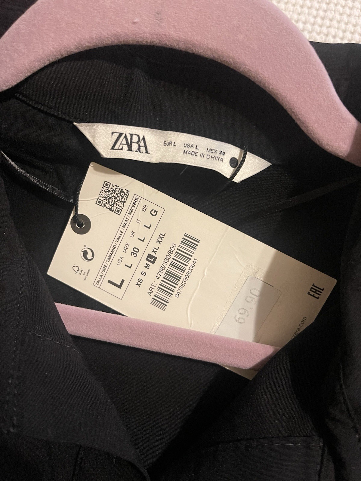 NWT Zara Sleek Black Button Midi Minimalist Career Dress Quiet Luxury L