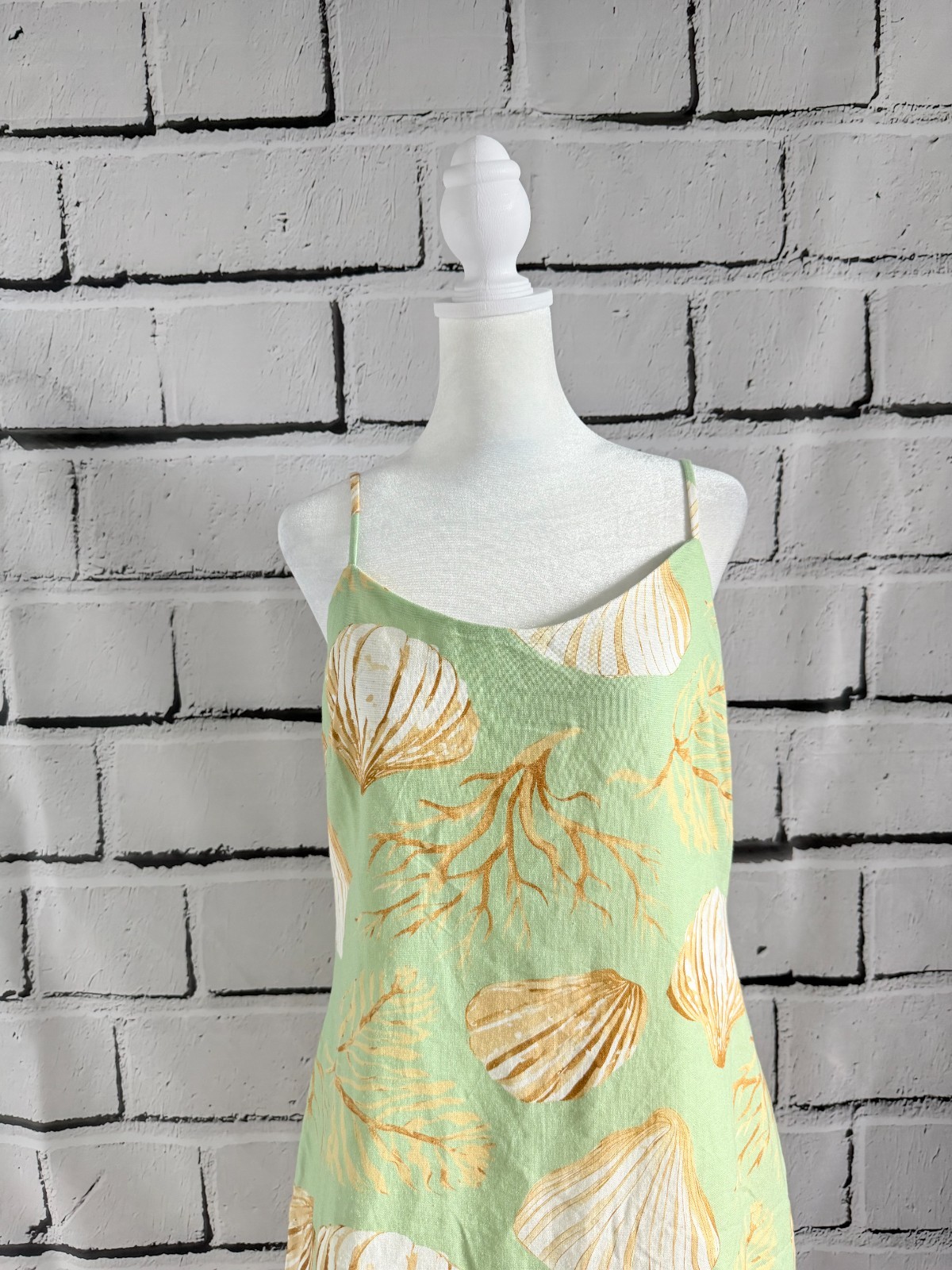NWT Moon River Shell Print Cotton Blend Maxi Dress M Beach Resort