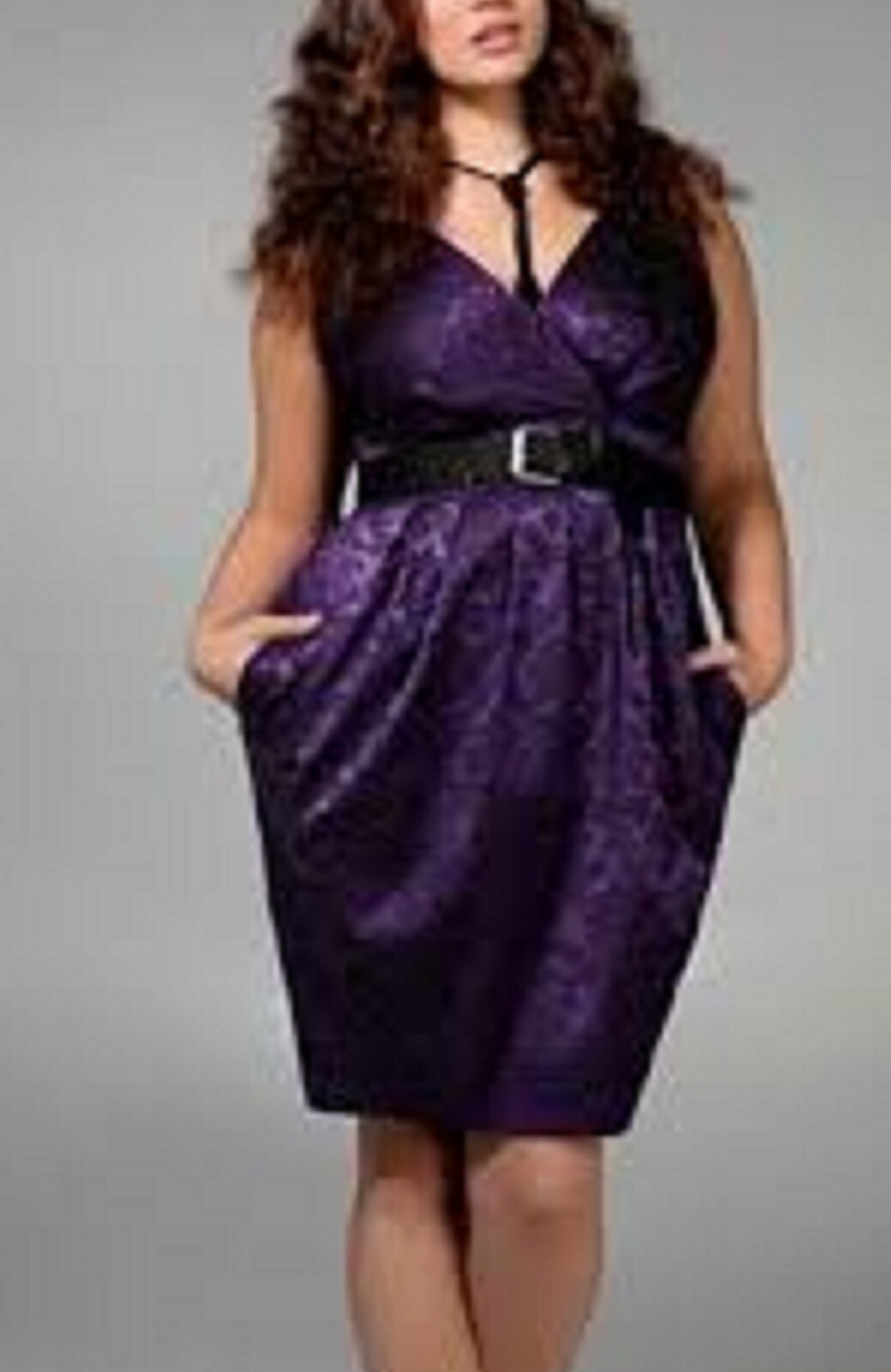 Torrid Elegant Purple Dress with Baroque Pattern and Decorative Bow Size 12-XL