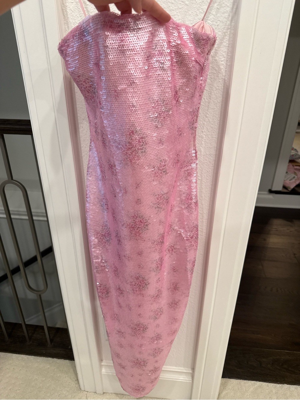 LoveShackFancy Pink Sequin Strapless Maxi Dress Size 2 Party Occasion