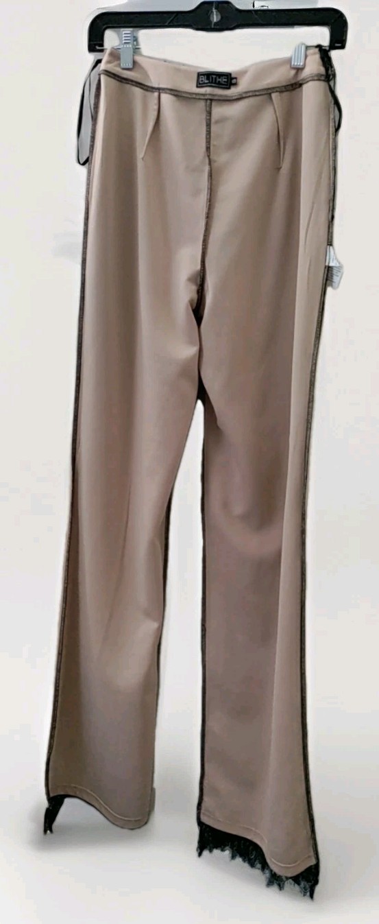 BLITHE LA Elegant Party Black Lace W. Tan Lining Pants Suit Woman’s Sz Small