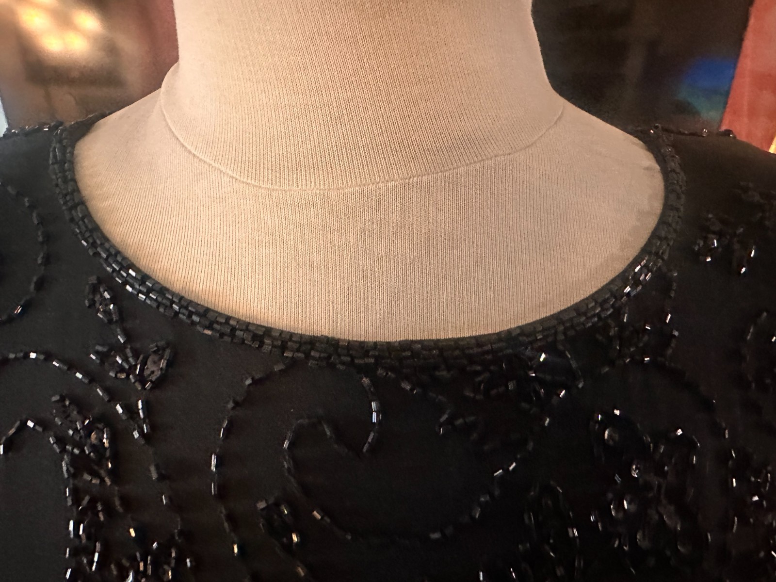 Vintage Women’s Black Sequin Beaded Cocktail Dress Evening Formal Silk XS/S