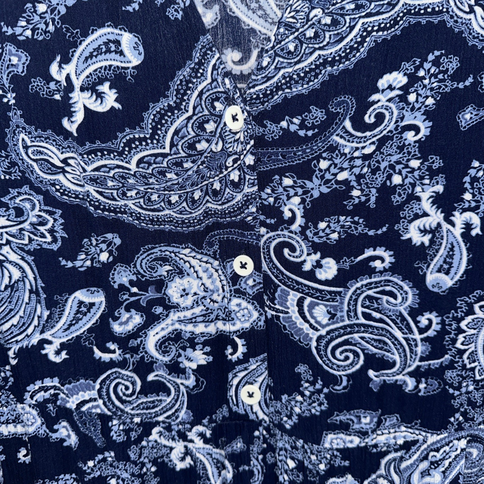 Catherines Plus Size 2X 22 24W Blue Shift Paisley Pleated Waist down Midi Dress